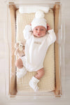 Embroidered Knit Sweater Bubble Romper | Snow