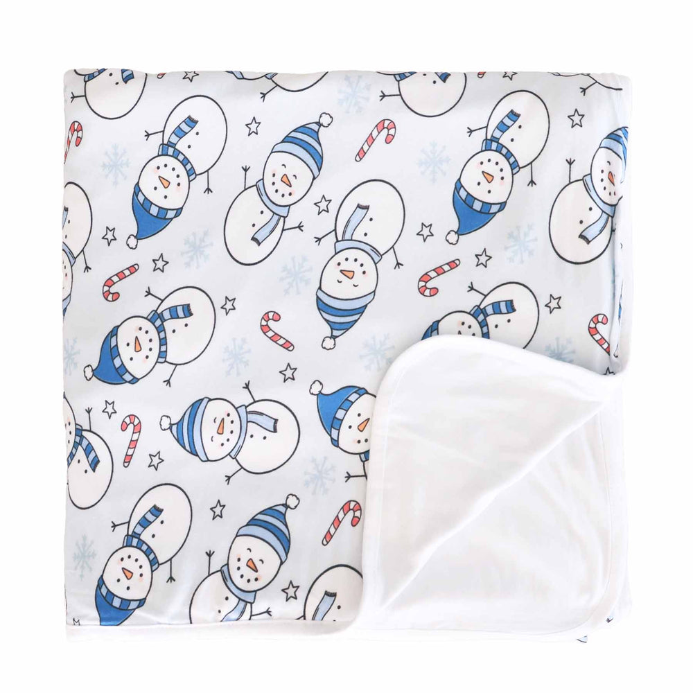 christmas blanket for kids with blue snowmen