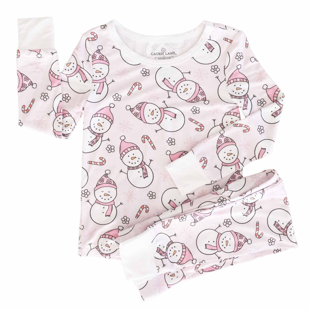 kids christmas pajamas pink snowmen