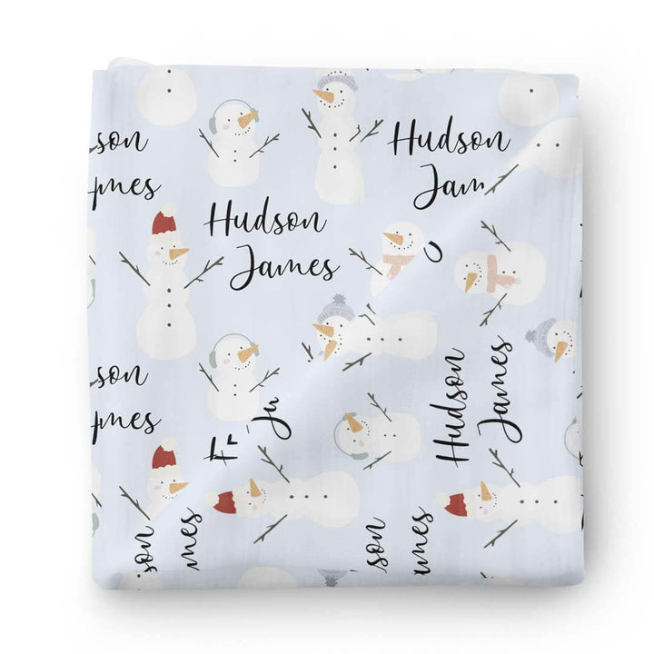 snowman personalized swaddle blanket