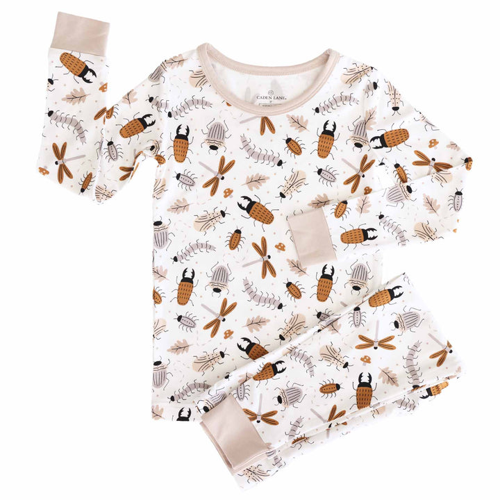 snuggle bug neutral two piece pajama set for kids 