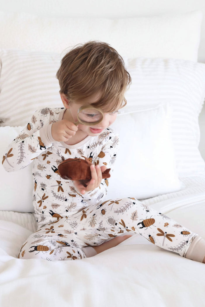 snuggle bug two piece pajama set for kids 