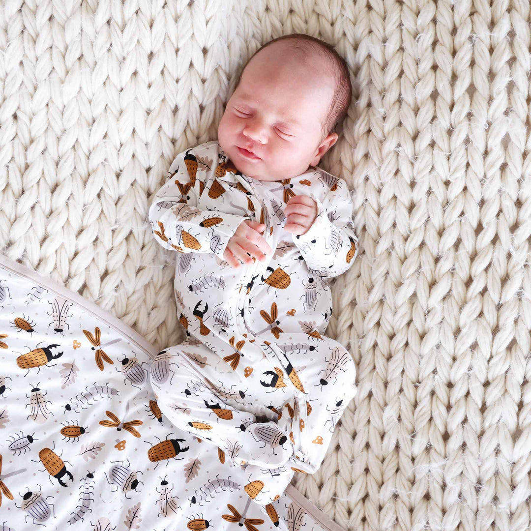 baby zipper footie with bugs