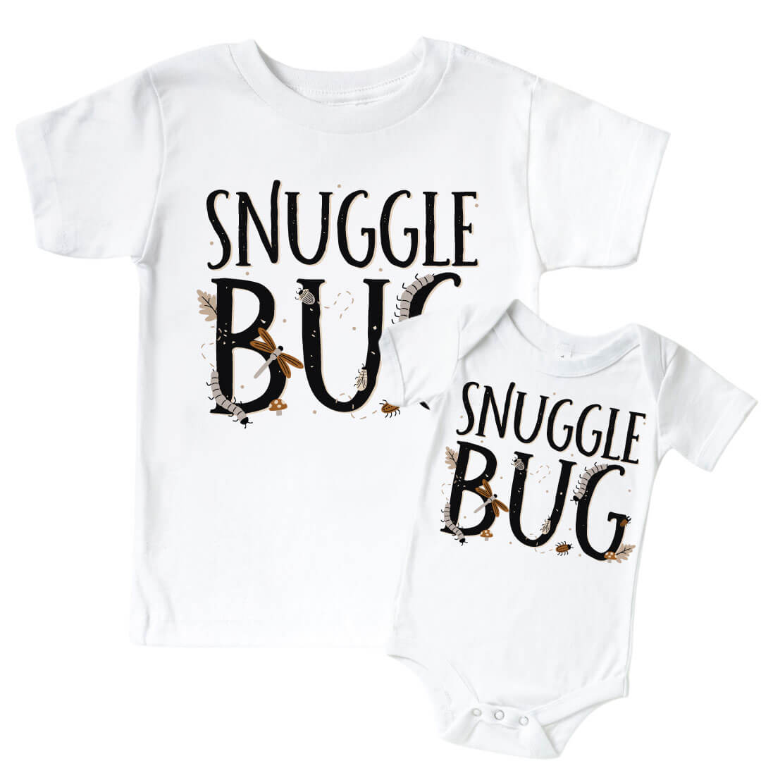 Snuggle Bug Graphic Bodysuit & Kids Tee | White