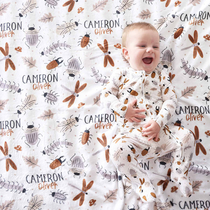 caden lane personalized kids blanket snuggle bug