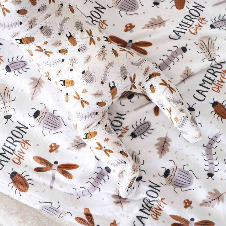 neutral bug personalized blanket for kids 