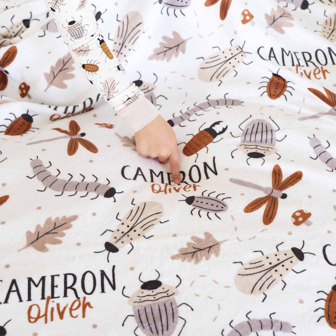 snuggle bug kids personalized blanket gender neutral bugs
