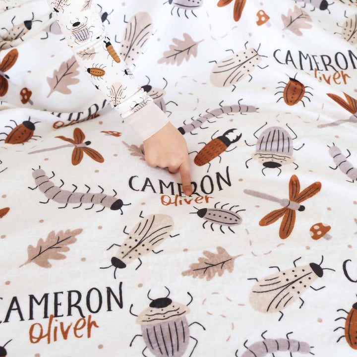 snuggle bug kids personalized blanket gender neutral bugs
