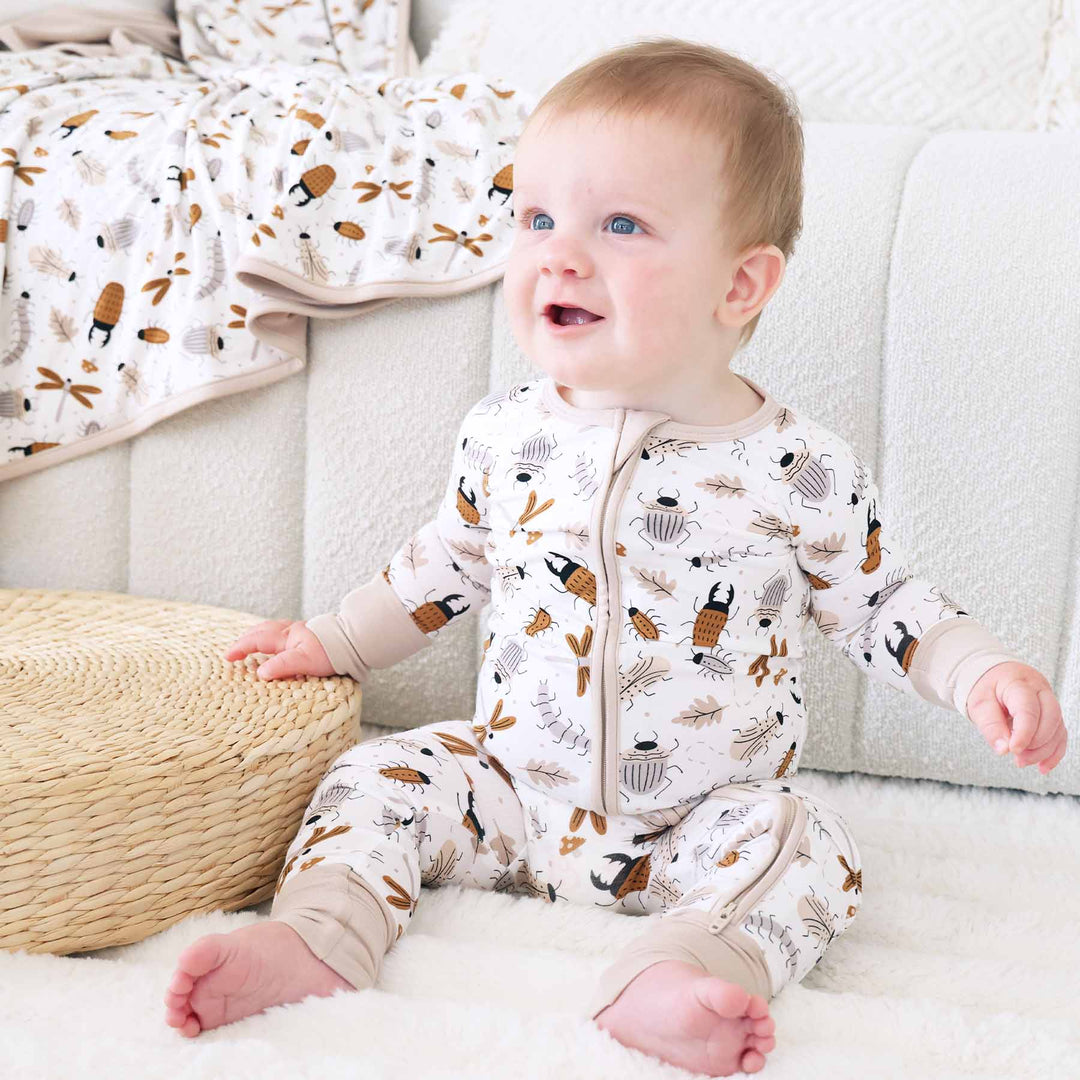 bamboo viscose bug convertible zip romper pajama gender neutral 