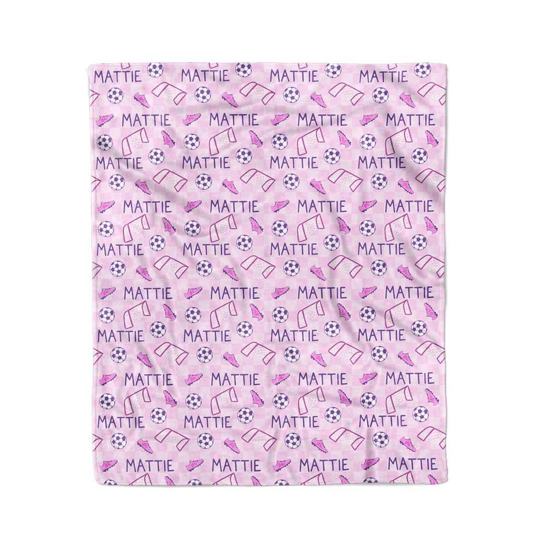 personalized soccer blanket pink 