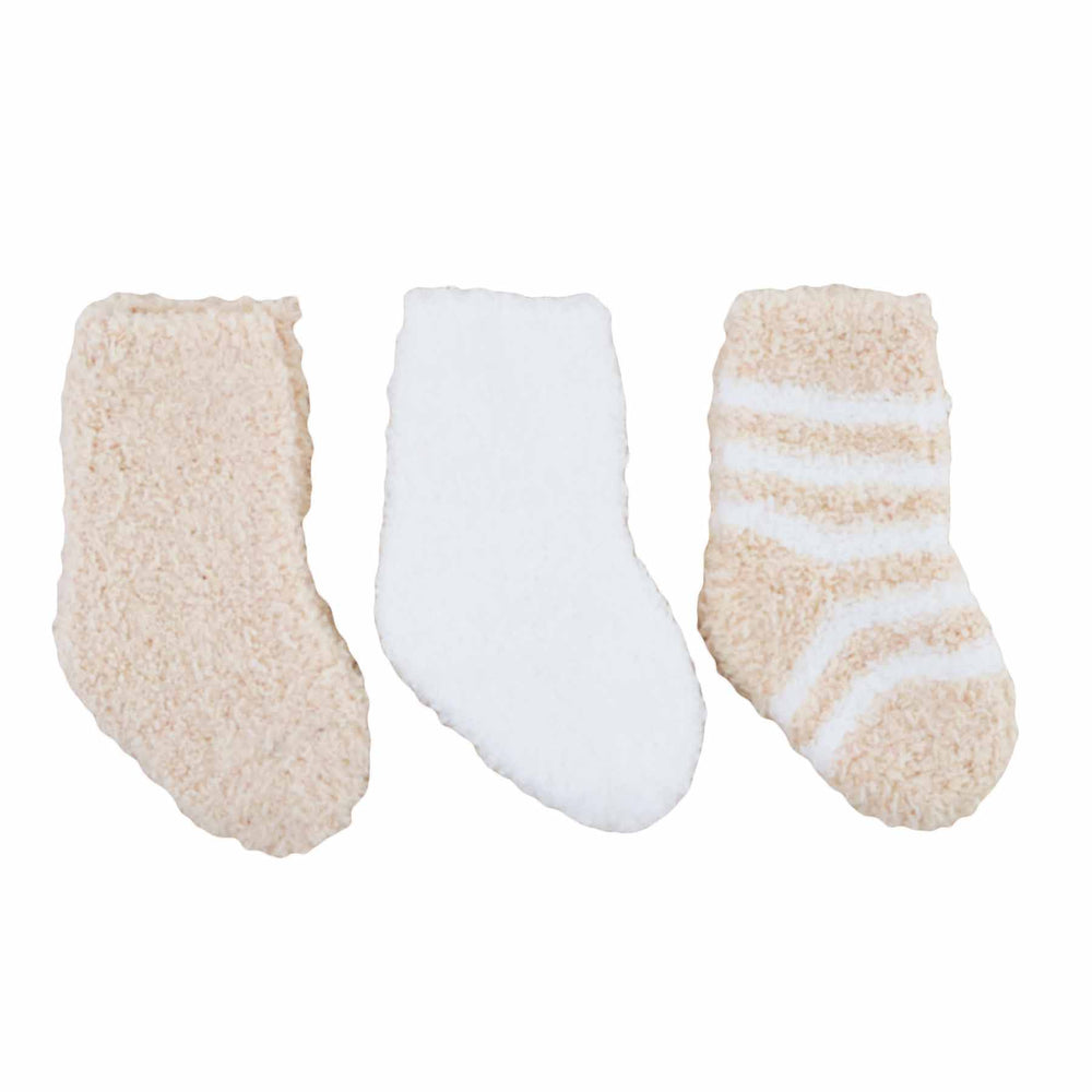 neutral fuzzy socks pack for babies