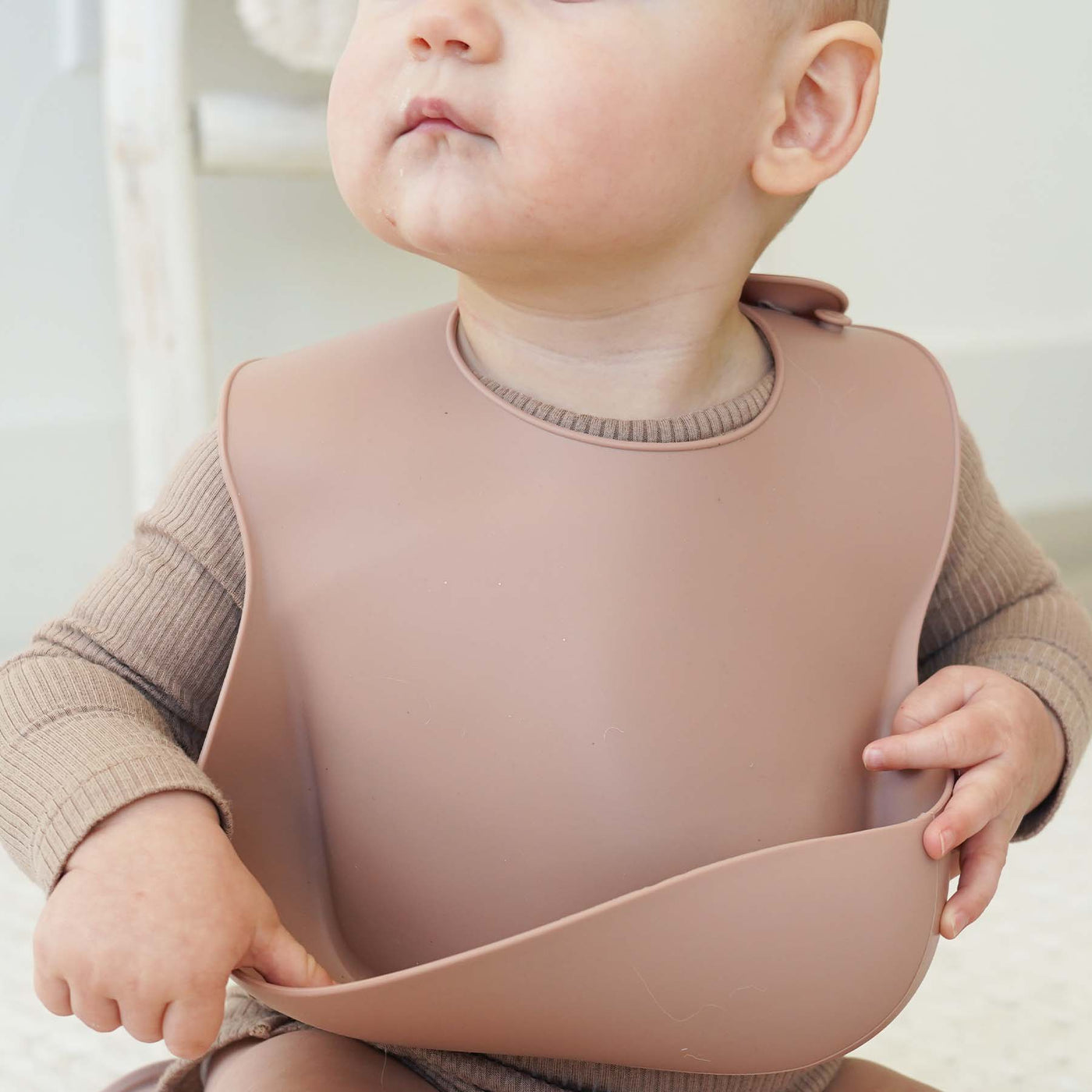 3pc silicone baby bib set neutral colors 