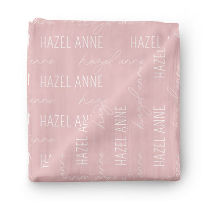light pink personalized name swaddle 