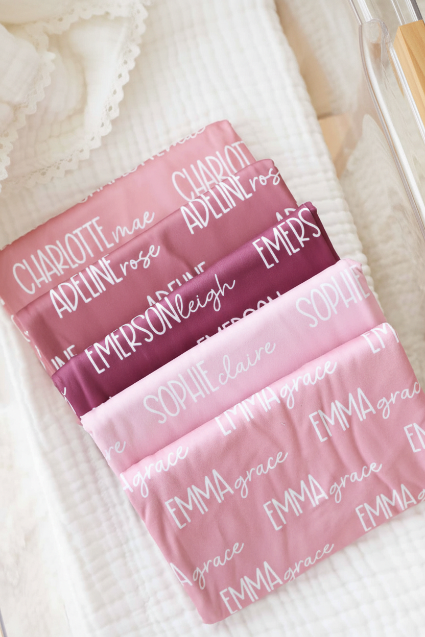 Personalized Baby Name Swaddle Blanket Font Duo | Best Selling Pinks