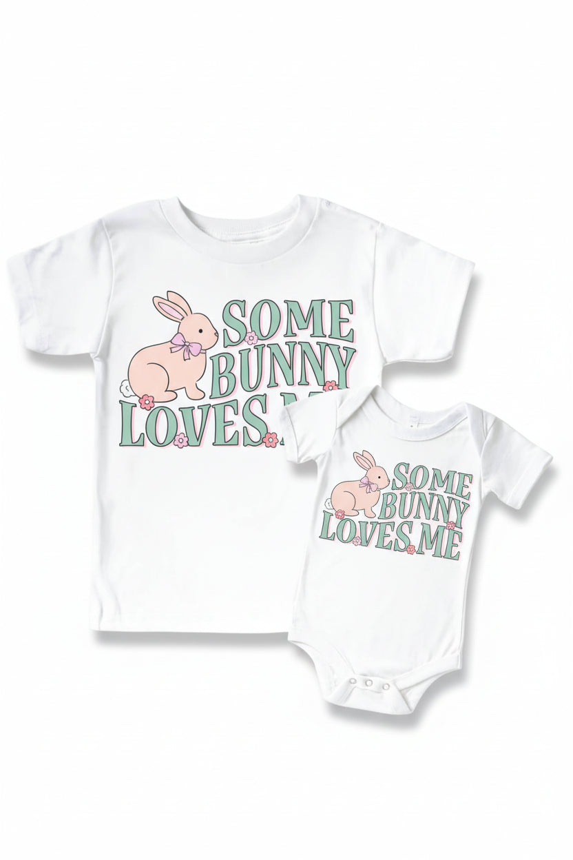 some bunny loves me graphic tee and bodysuit 