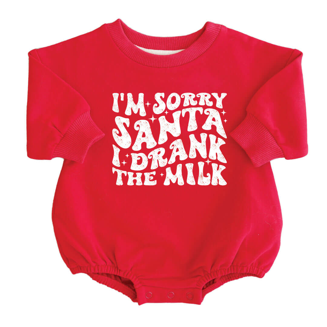 sorry santa bubble romper red