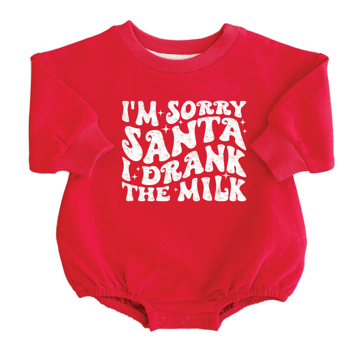 sorry santa bubble romper red