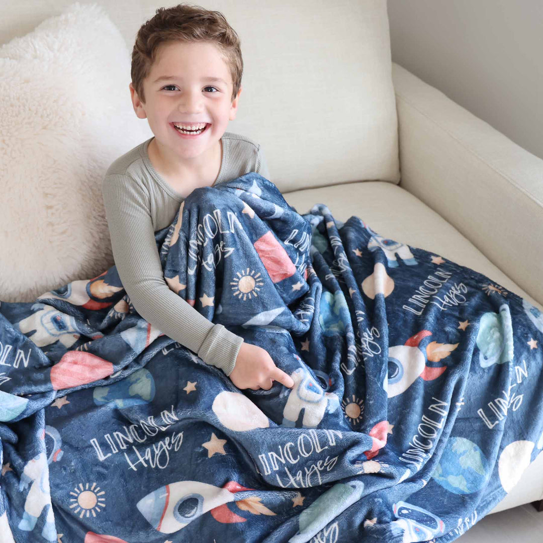 space explorer personalized blanket for kids 