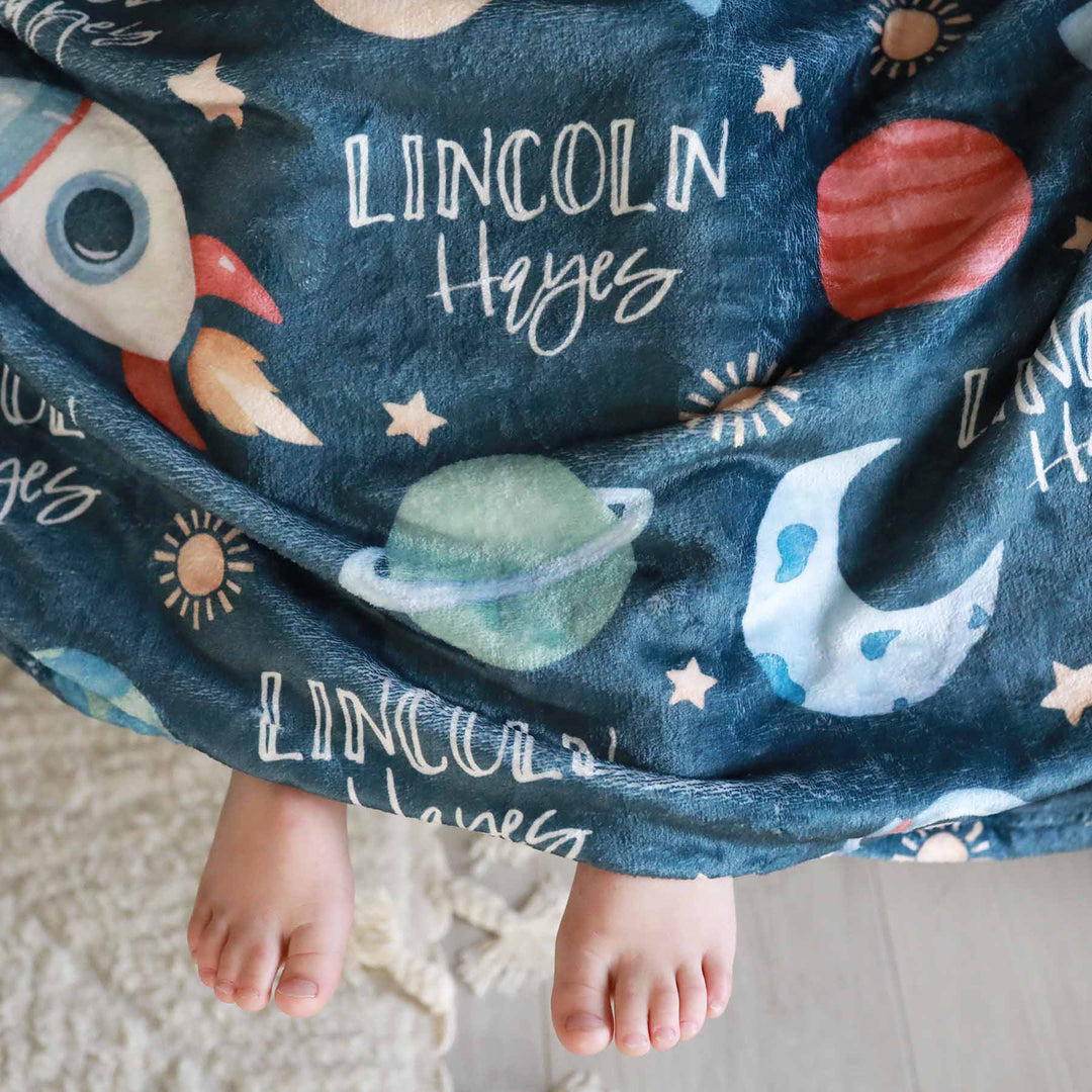 kids personalized blanket space explorer