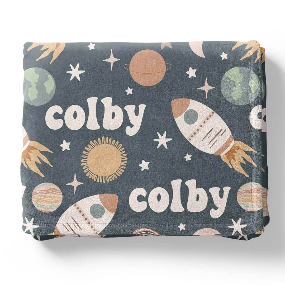 space personalized kids blanket