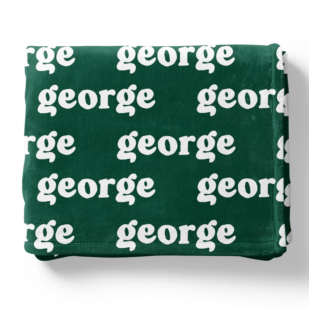 spearmint green personalized kids blanket script font
