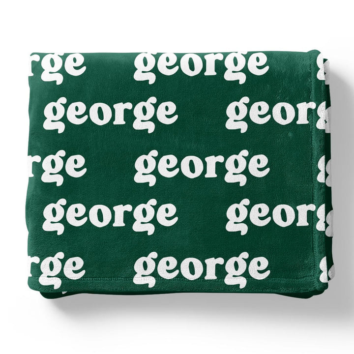spearmint green personalized kids blanket script font