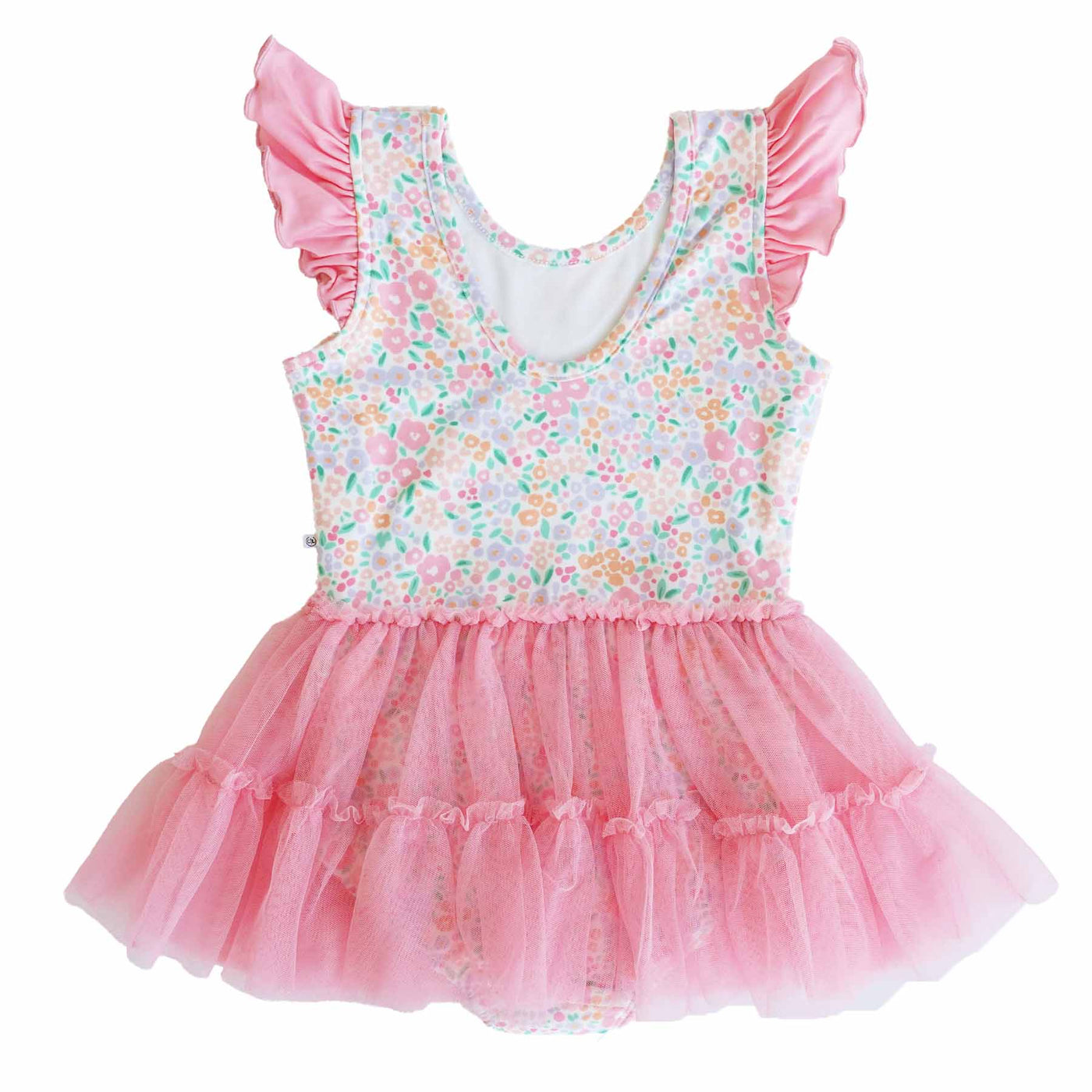 spring floral leotard for girl with ruffle sleeves and a tutu 