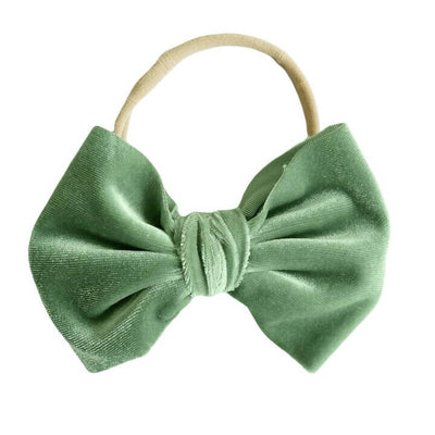 velvet bow headband spruce green