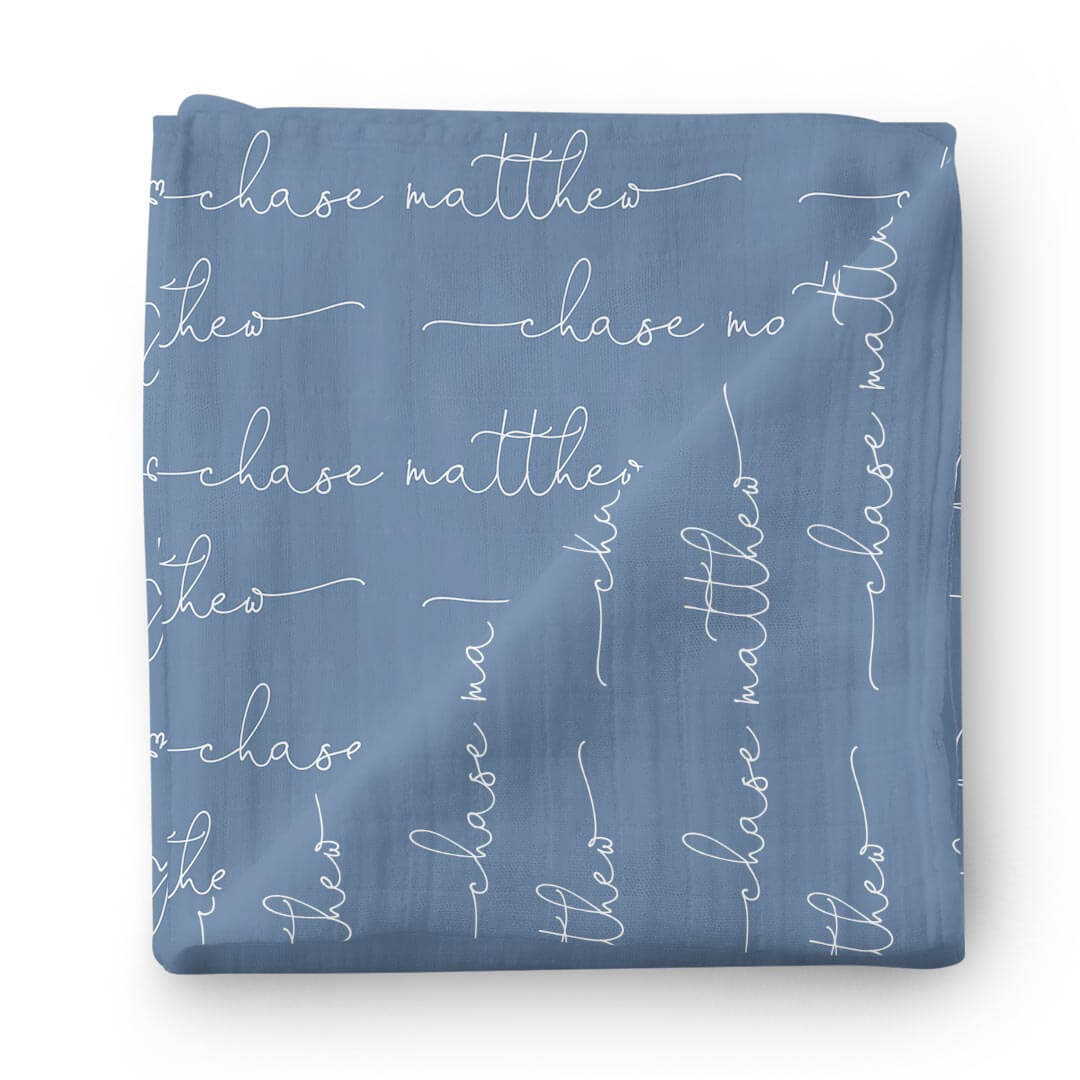 blue personalized swaddle blanket 