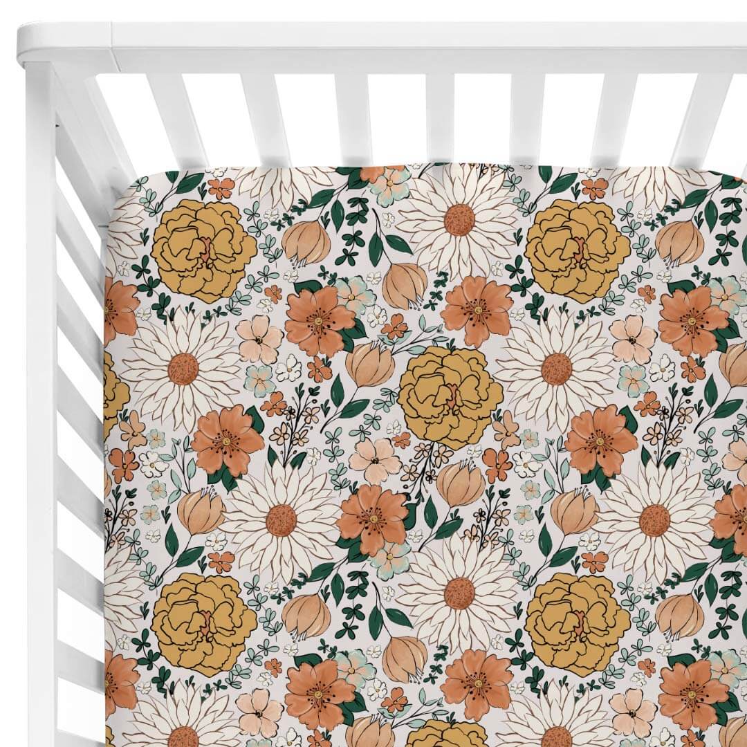 fall floral crib sheet 