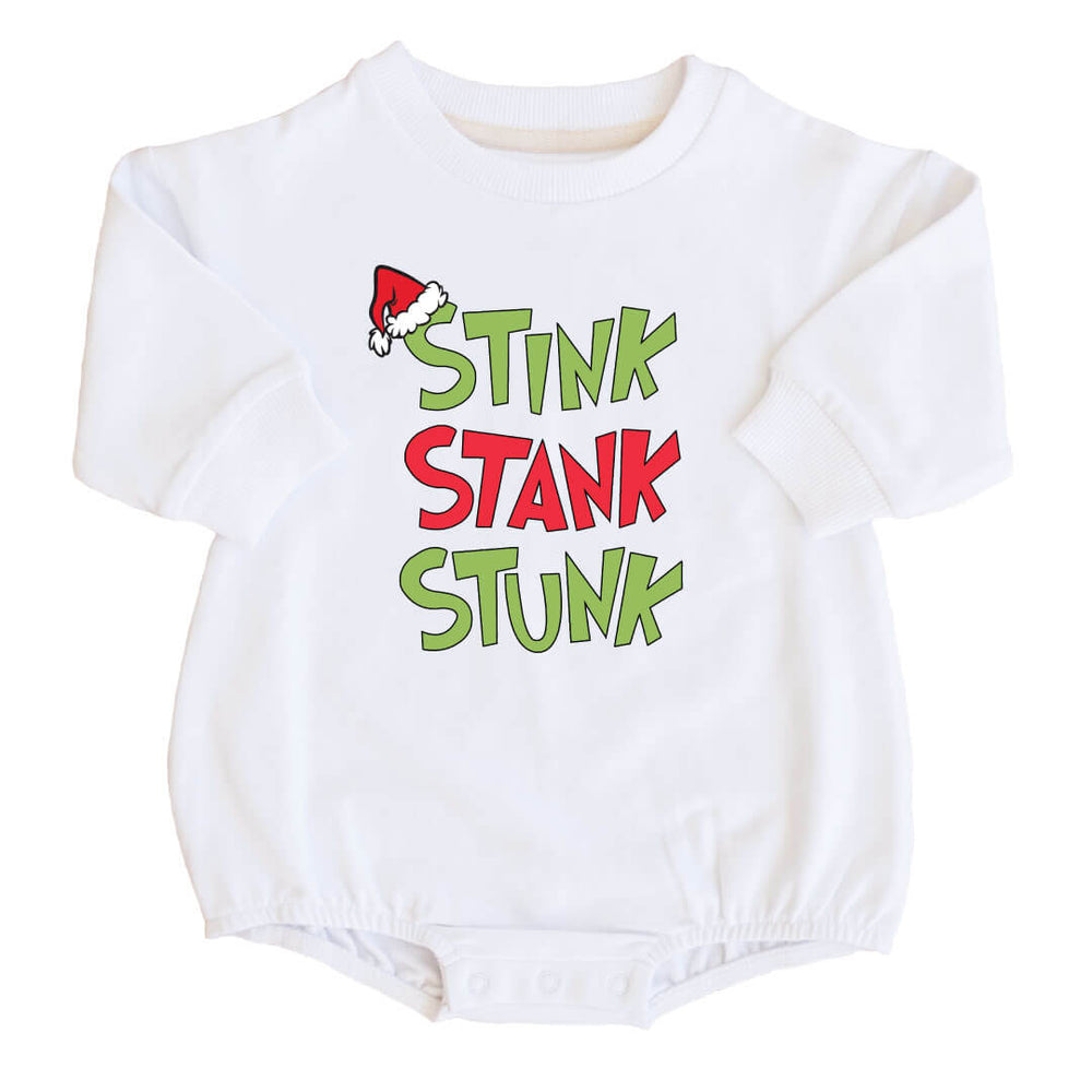 chirstmas sweatshirt bubble romper stink stank stunk