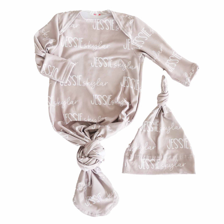 stone personalized knot gown for babies 