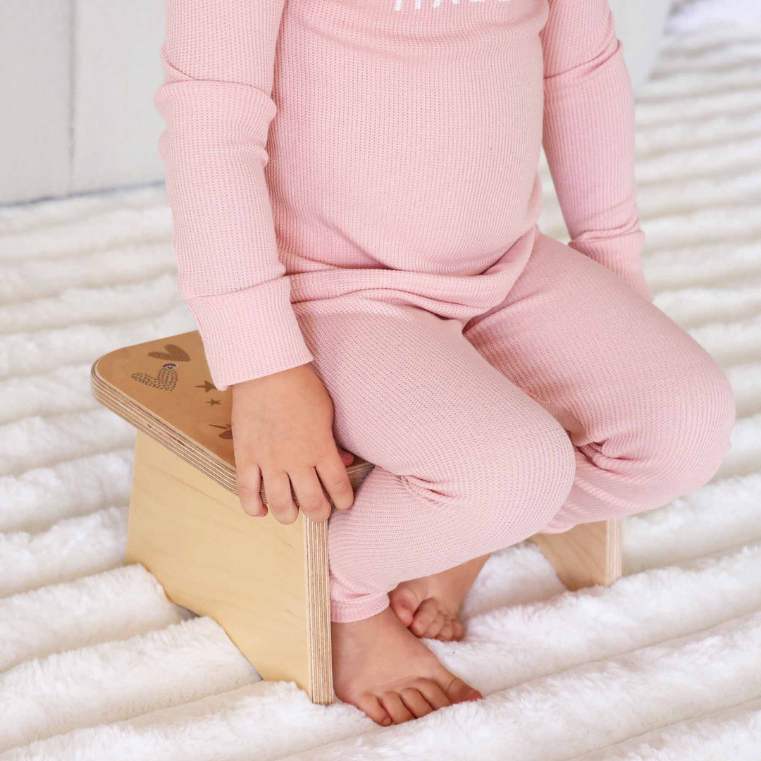 kids personalized step stool with rainbows and unicorns 