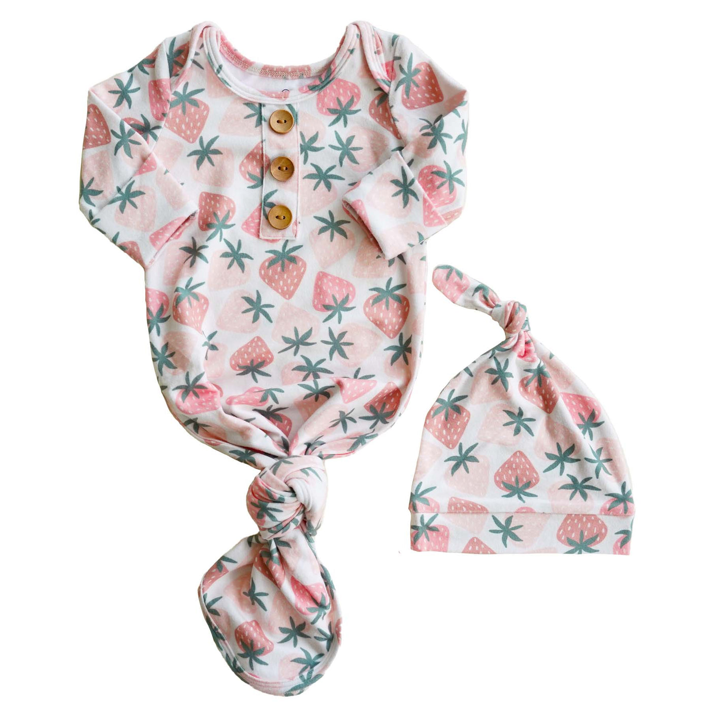 knot gown for babies with strawberries 