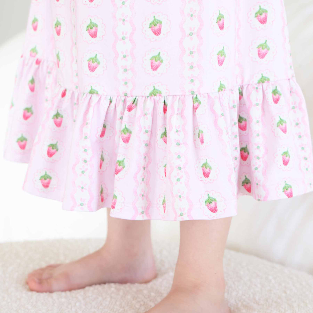 strawberry ruffle bottom nightgown for girls pink 