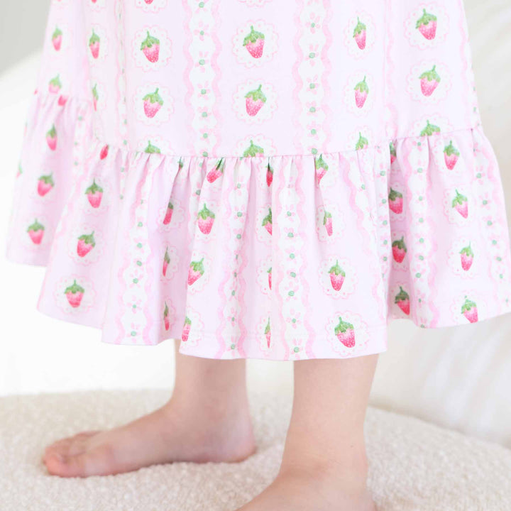 strawberry ruffle bottom nightgown for girls pink 