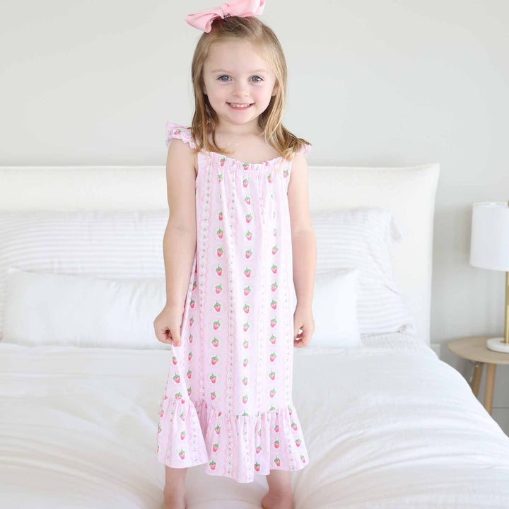 sleeveless full  length ruffle nightgown for girls 