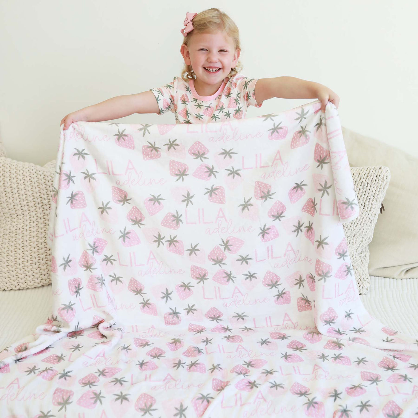 personalized blanket for kids strawberries 