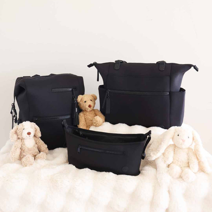 modern sleek black stroller caddy 