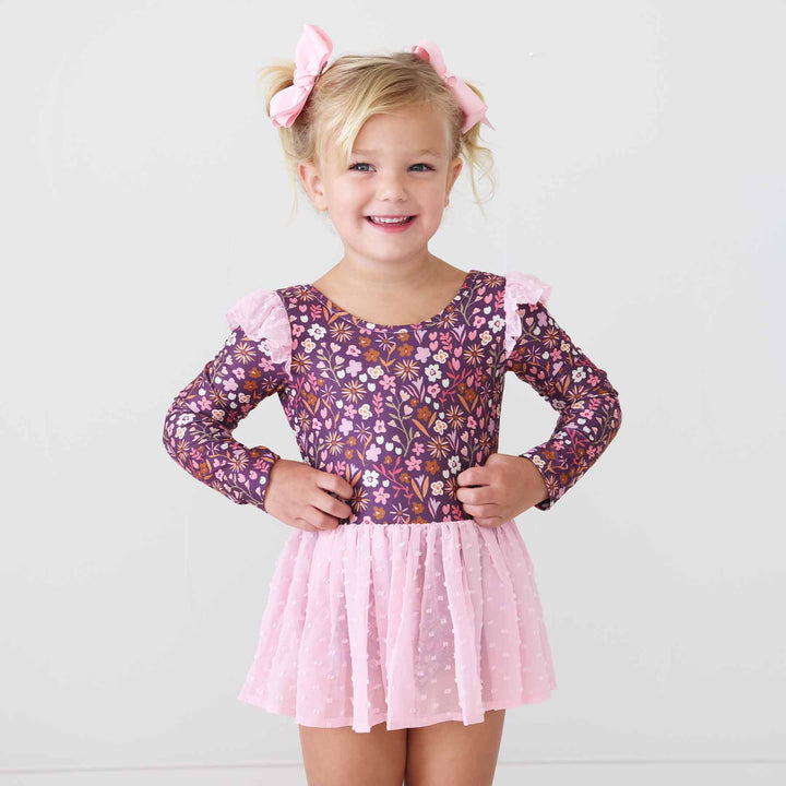 long sleeve plum leotard for girls 