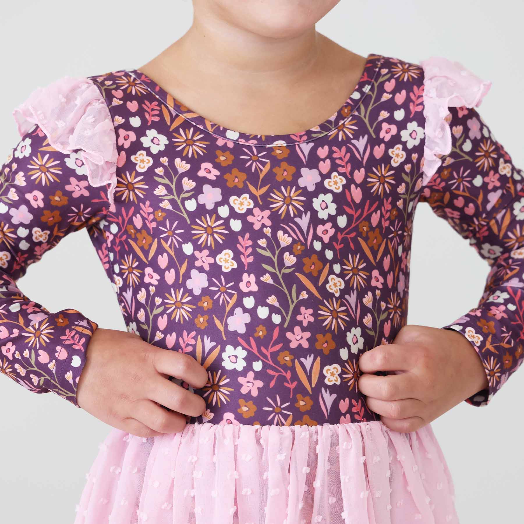 Long Sleeve Swiss Dot Leotard | Sugar Plum