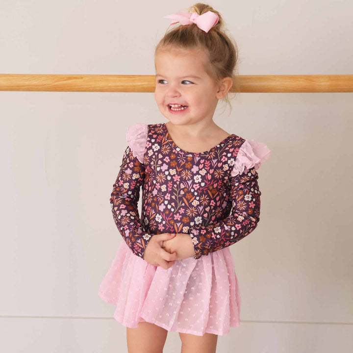 sugar plum floral leotard for kids 