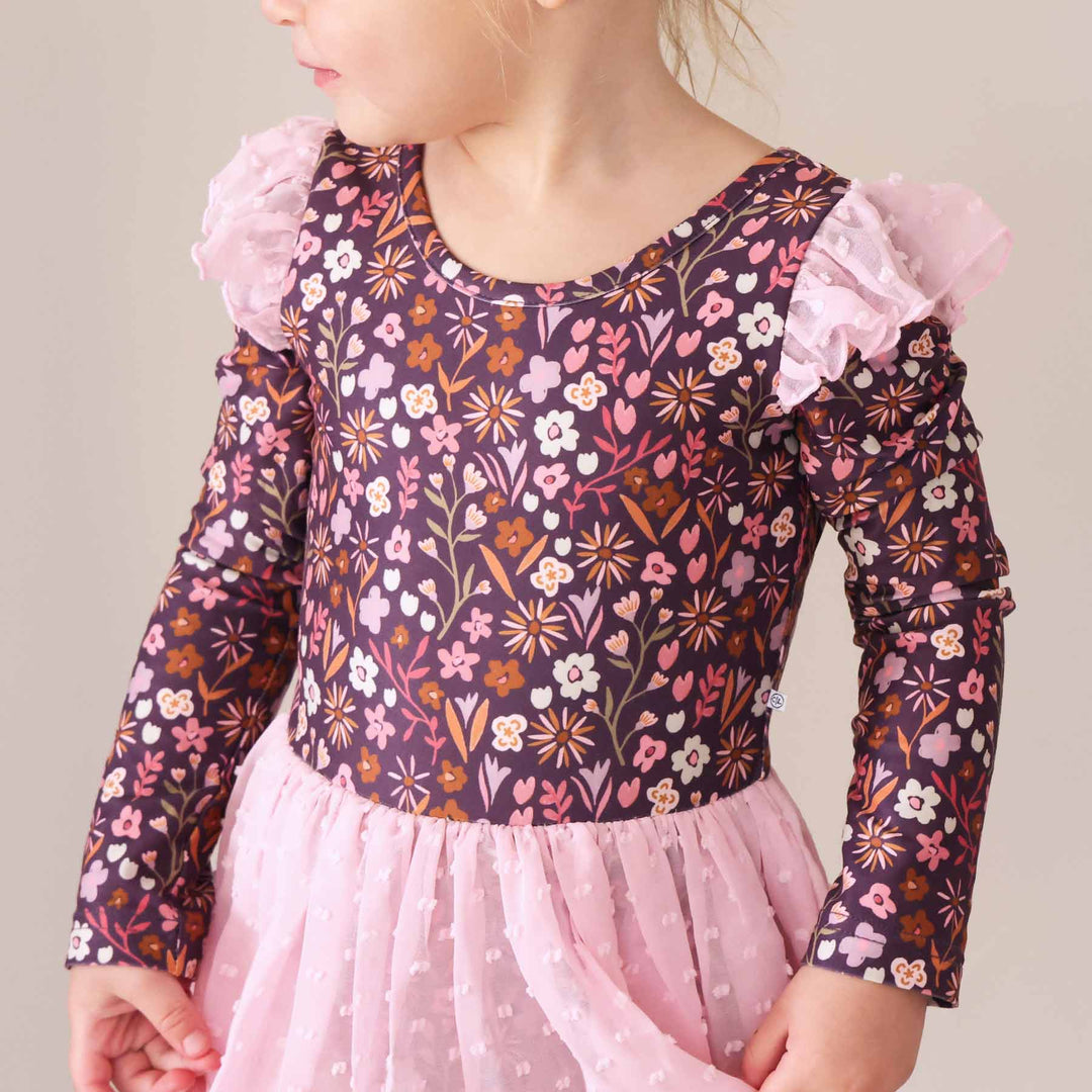 pink and purple fall long sleeve leotard for girls 