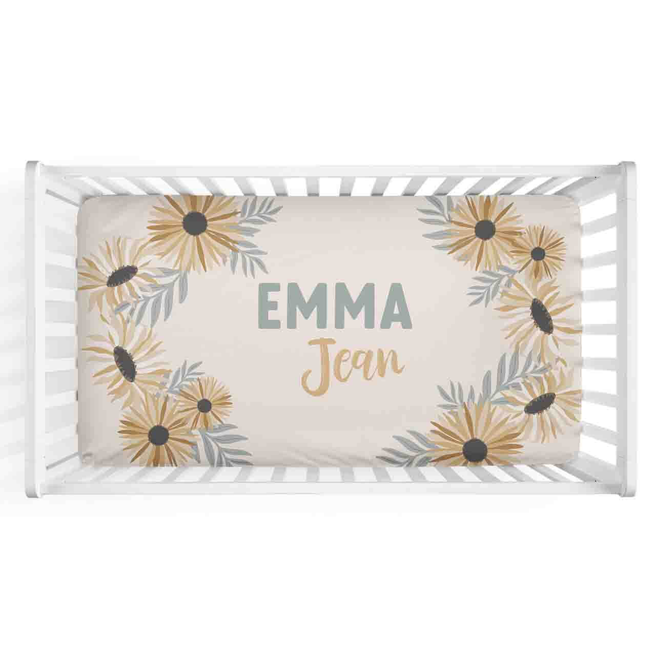 Sunday's Daisy Personalized Crib Sheet