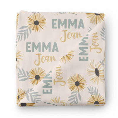 sunday's daisy personalized baby name swaddle blanket 