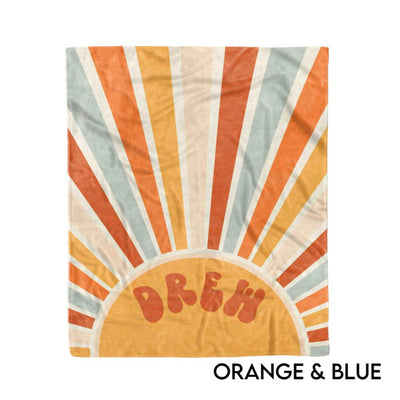 retro sun blanket orange and blue 