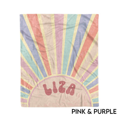 retro sun blanket pink and purple 