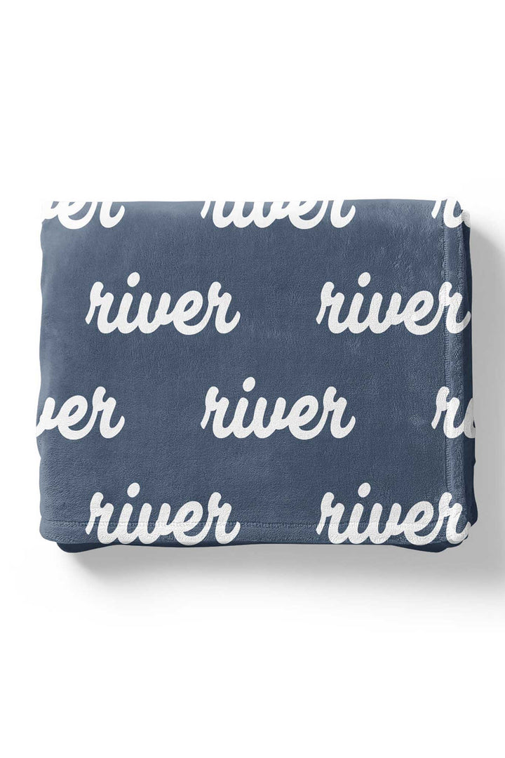 Personalized Surf Color Blanket with script font