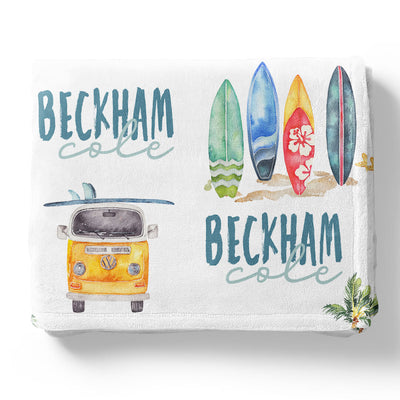 kids blanket personalized surf themed 
