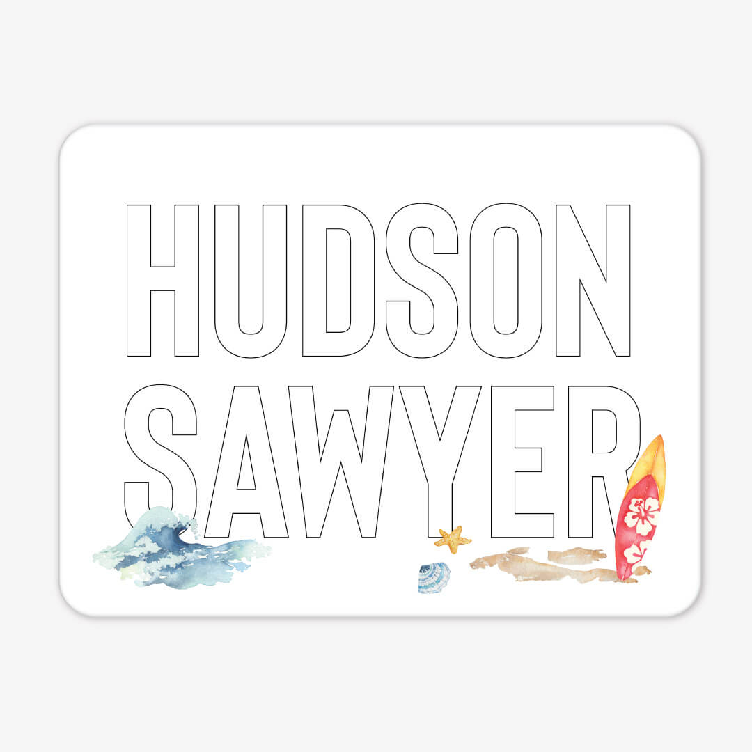 surf personalized name whiteboard 